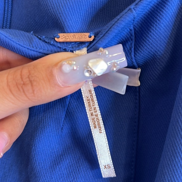 Free People Real Deal Slit Flare Pants Bell Bottom High Waisted Blue. Size XS - Picture 6 of 13